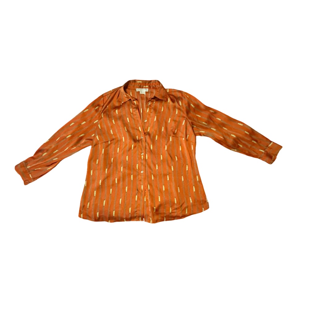 Michael Kors Vibrant Orange Striped Shirt